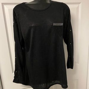 Black Top with peek-a-boo shoulders and bling XL